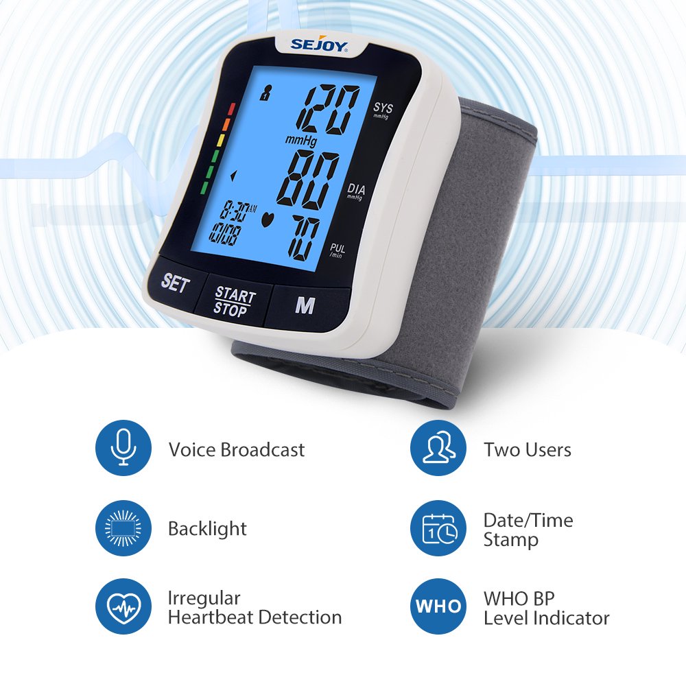 Wrist Blood Pressure Monitor DBP-2116-BLA – SEJOY Store