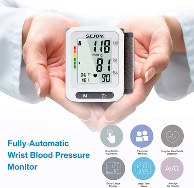 Wrist Blood Pressure Monitor Automatic Wrist Bp Monitor Talking Blood  Pressure Cuff for Home Use Adjustable Cuffs for Adult Electronic Digital  Large